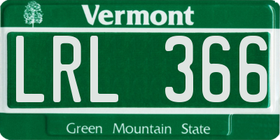 VT license plate LRL366