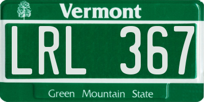 VT license plate LRL367