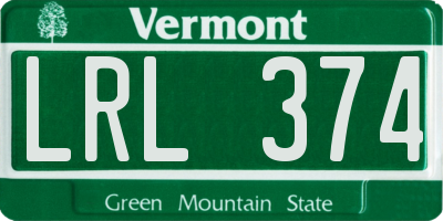 VT license plate LRL374