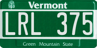 VT license plate LRL375