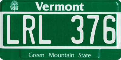 VT license plate LRL376