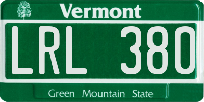 VT license plate LRL380