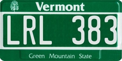 VT license plate LRL383