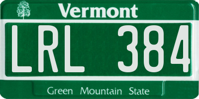 VT license plate LRL384
