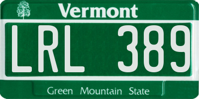VT license plate LRL389