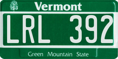 VT license plate LRL392