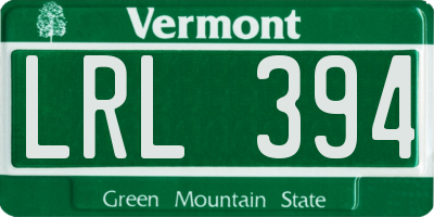 VT license plate LRL394