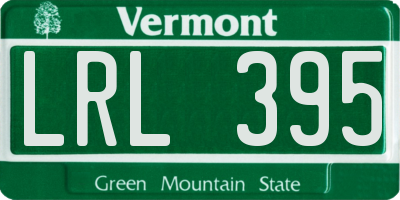 VT license plate LRL395