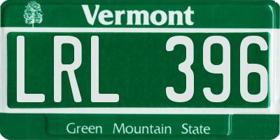 VT license plate LRL396