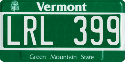 VT license plate LRL399