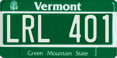 VT license plate LRL401