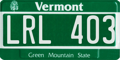 VT license plate LRL403