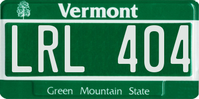 VT license plate LRL404