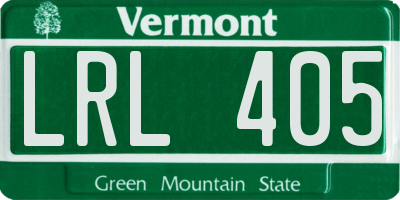 VT license plate LRL405