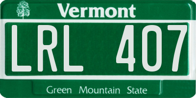 VT license plate LRL407