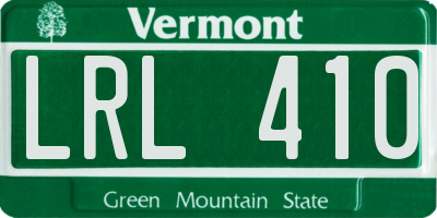 VT license plate LRL410