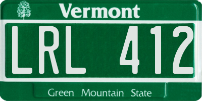 VT license plate LRL412