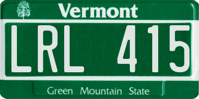 VT license plate LRL415