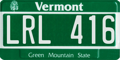VT license plate LRL416