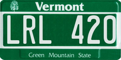 VT license plate LRL420