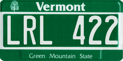 VT license plate LRL422