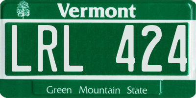 VT license plate LRL424