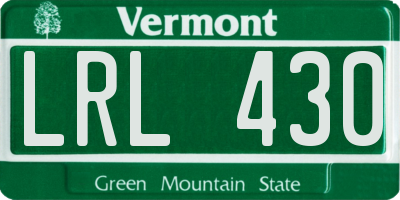 VT license plate LRL430