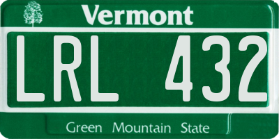 VT license plate LRL432