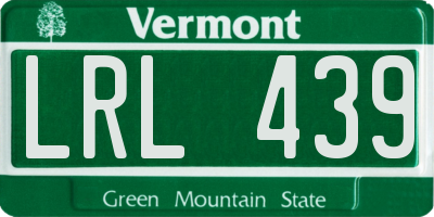 VT license plate LRL439