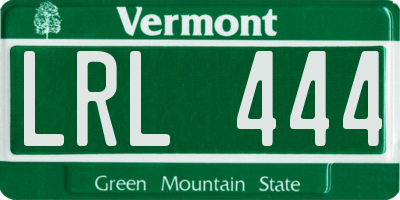 VT license plate LRL444