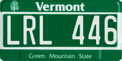 VT license plate LRL446