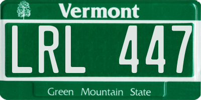VT license plate LRL447