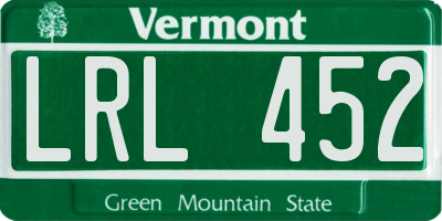 VT license plate LRL452