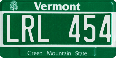 VT license plate LRL454