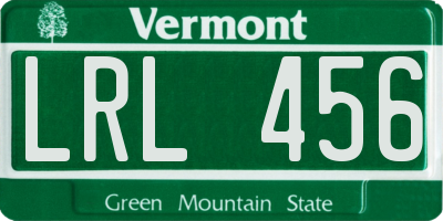VT license plate LRL456