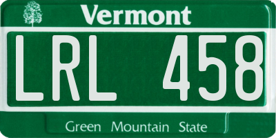 VT license plate LRL458