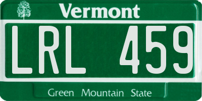 VT license plate LRL459
