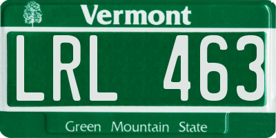 VT license plate LRL463