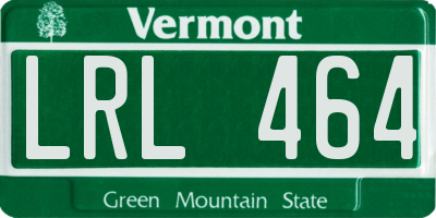 VT license plate LRL464