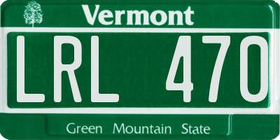 VT license plate LRL470