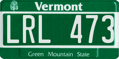 VT license plate LRL473