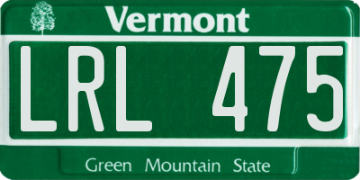 VT license plate LRL475