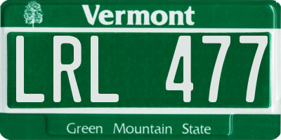 VT license plate LRL477