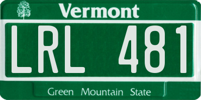 VT license plate LRL481