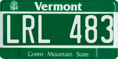 VT license plate LRL483