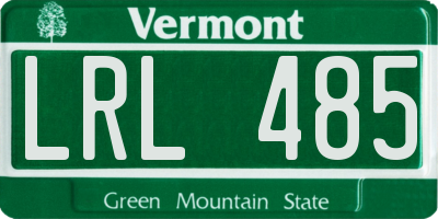 VT license plate LRL485