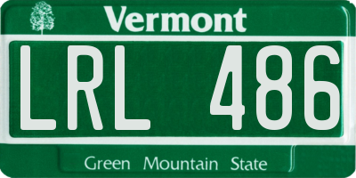 VT license plate LRL486