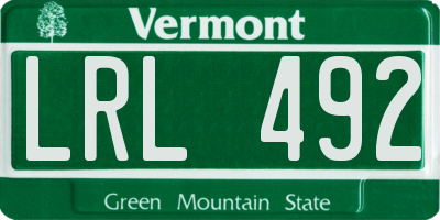VT license plate LRL492