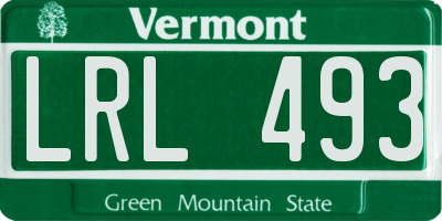 VT license plate LRL493