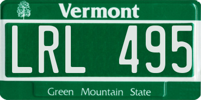 VT license plate LRL495